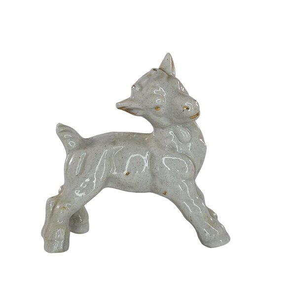 Vintage Ceramic White Goat Figurine Kitsch Farm Decor Cottage Core - Picture 1 of 9